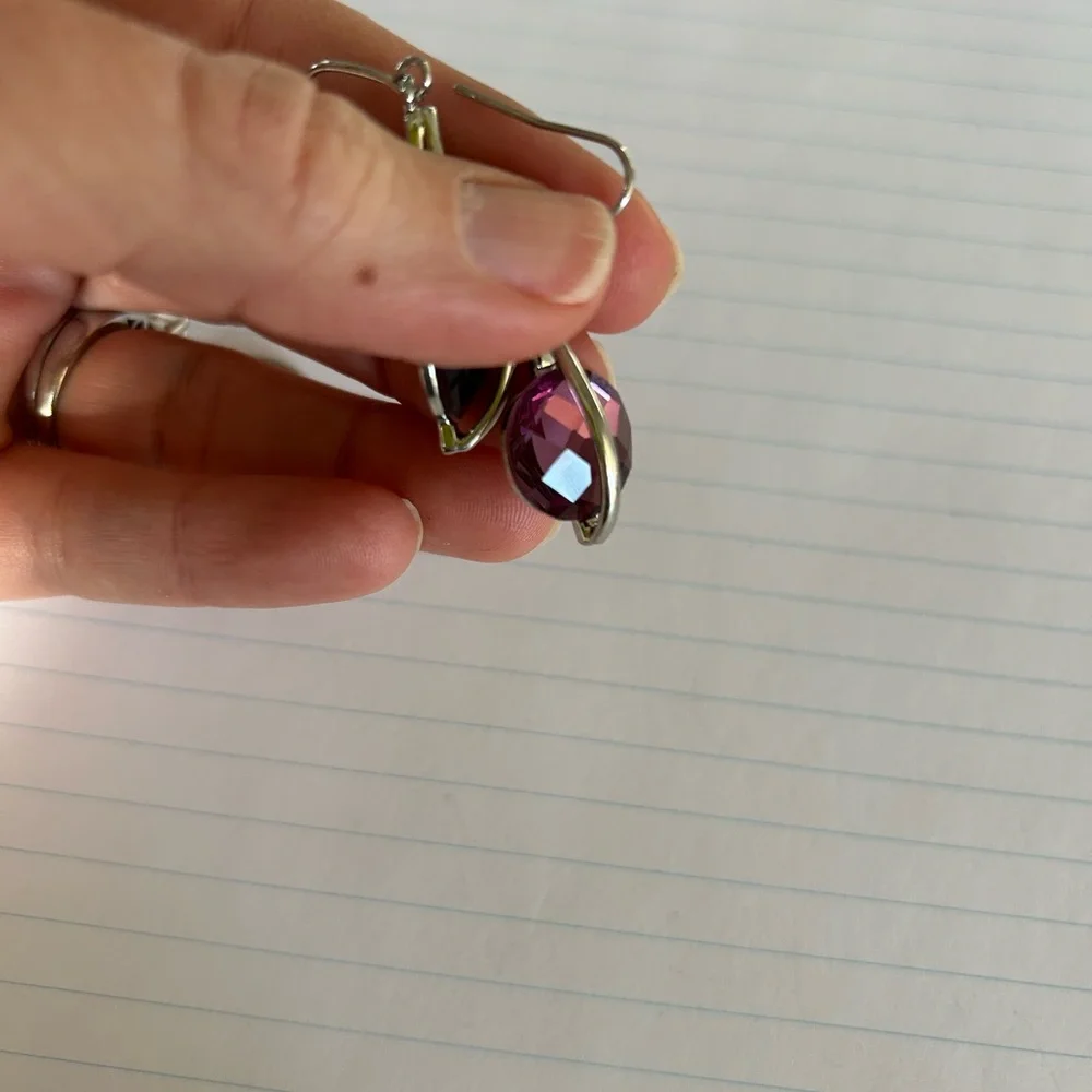 Swarovski Crystal amethyst drop earrings - Picture 5 of 5